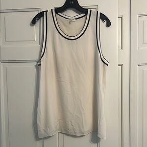 White Sleeveless Top with Black Trim